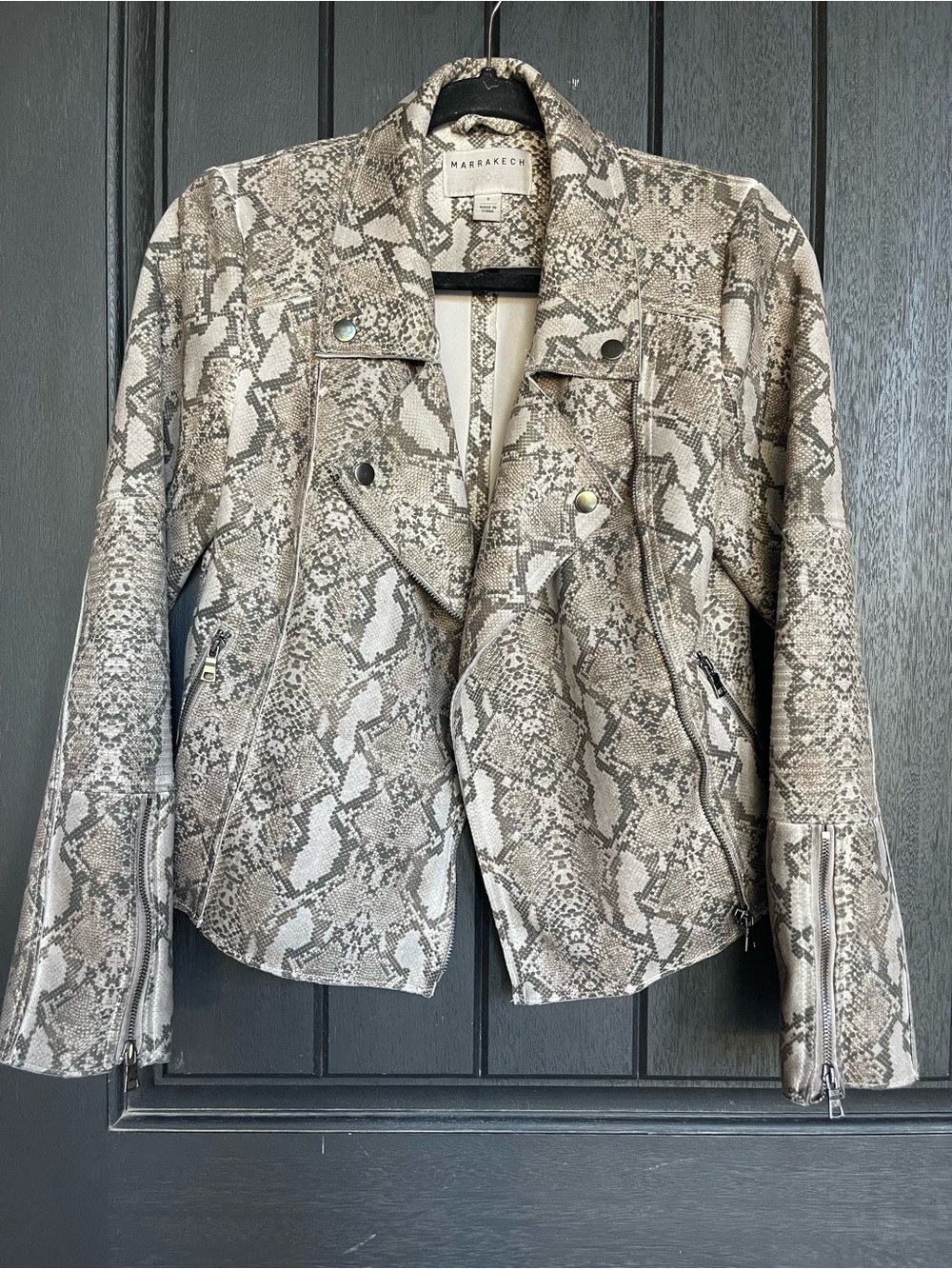 Marrakech Snake Print Stretch Moto Jacket Evereve Small